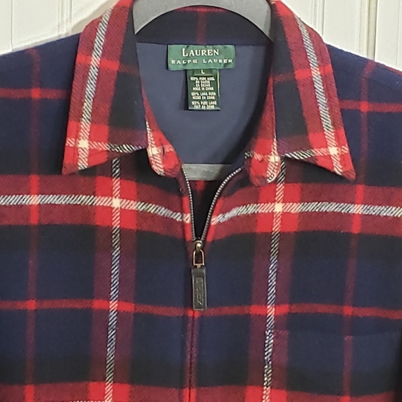 LAUREN RALPH LAUREN Wool 100% Pure Plaid Shacket Jacket Full Zip Large R… - Picture 3 of 16